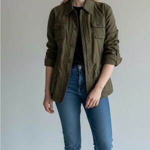 Vintage Jacob Olive Green Utility Field Jacket Women 9/10 Cotton Military Style